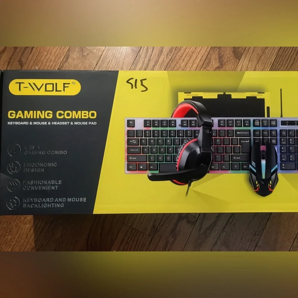 Gaming Keyboard, Headset & Mouse Combo - Black with Red Accents